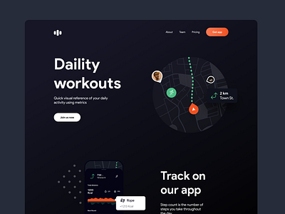 Daility workout landing page app desktop home kit landing minimal mobile sport ui ui kit ux web webdesign website workout