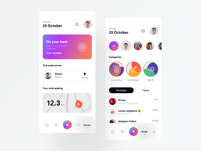 Daility 2 white theme [ UI Kit ] app color concept figma gradient illustration ios iphonex map minimal mobile running sketch social ui ux white workout xd