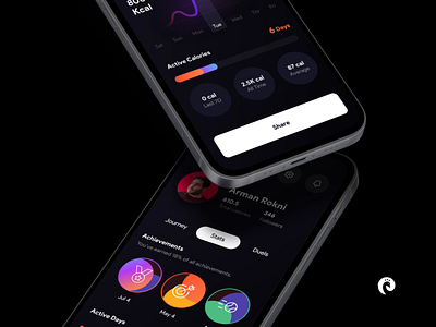 Daility 2 UI Kit 3d black calories challenge challenges concept dark gradient home illustration ios iphone 12 kit minimal mobile sport ui workout