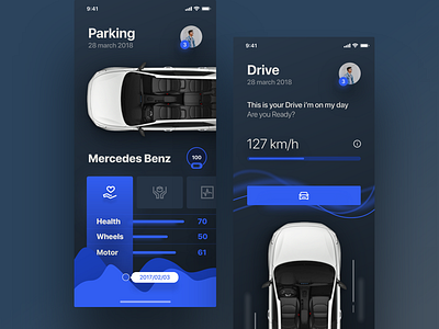 Smart Car app Concept benz car concept dark gradient helath ios iphonex smart smartcar ui ux