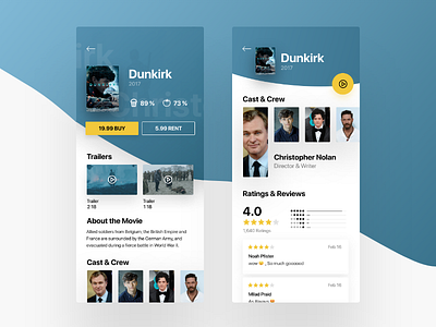 Movies Concept app buy cast dunkirk ios iphonex minimal movies play rate trailer yoga