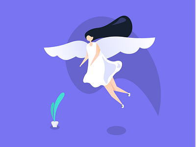 Angel 🧚🏻‍♀️ angle bird green illustration minimal purple