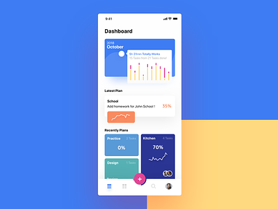 InPlan Project Dashboard app design ios iphonex material minimal plan ui ux