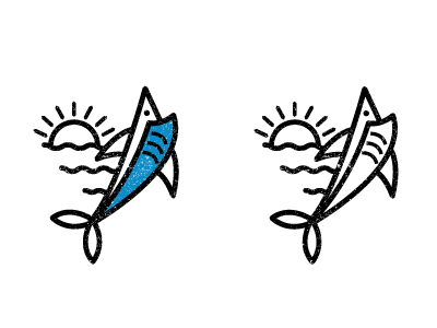 Fish Logo fish icon illustration logo sun waves