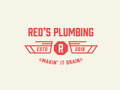 Red's Plumbing branding identity line lockup logo mark plumbing r typography