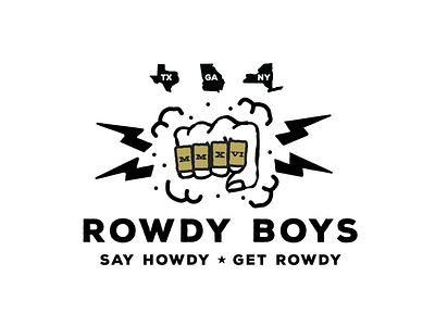 Rowdy Boys brand branding fist icon identity illustration lock up logo mark punch rowdy