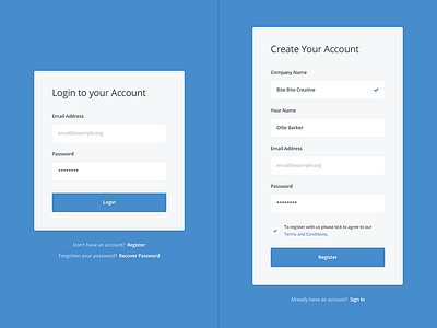 Minimal Login and Register Forms control dashboard form login minimal panel project register secret