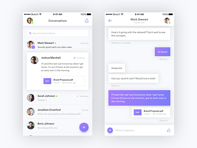 Messaging App iOS Concept app conversation friends ios message messaging messenger profile user