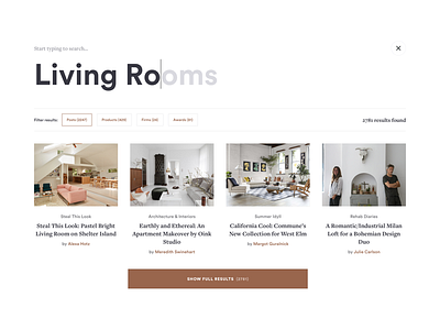 Remodelista Search Overlay blog overlay posts remodeling remodelista results search thumbnails typography