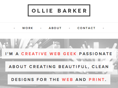 Minimal Portfolio Design barker creative web geek design minimal ollie portfolio web designer