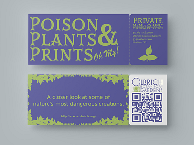 Event Promotion: Poison, Plants, & Prints Opening Reception botanical botanical garden exhibit garden museum olbrich opening reception plant poison poisonous print