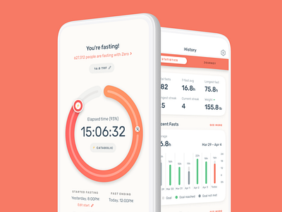 Zero Fasting App app data design fasting health health app ios metabolic health ui ux wellness