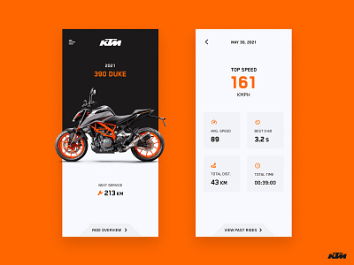 Companion App for KTM Motorcycles app ui app uiux design digital product design interaction design ktm motorcycle app ui design ux design