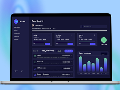 Timetable Dashboard darkmode design redesign ui