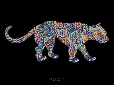 Jaguar art huichol illustration jaguar poster