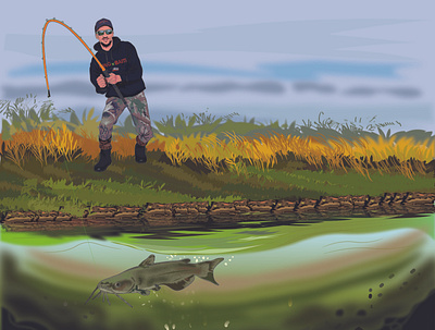 Fishing illusrtration art childrens book graphic design illustration vector art