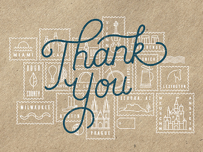 Anne + Erik Wedding - Thank You Final hand lettering script stamp thank thank you travel typography wedding you