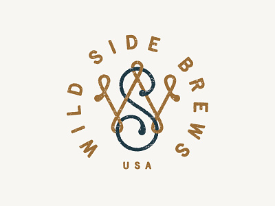 Wild Side Brews - Monogram 04 badge beer brew brewery logo monogram script sw typography ws