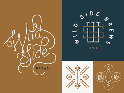 Wild Side Brews - Identity beer branding brew brewery identity logo monogram script typography