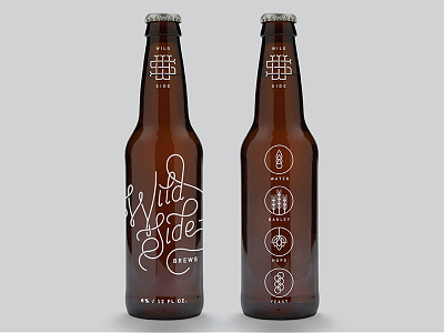 Wild Side Brews - Packaging beer bottle brew brewery icon icons packaging script typography
