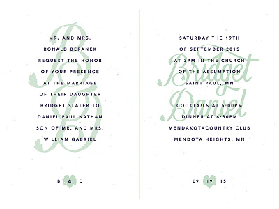 Bridget + Dan's Wedding - Invitation bd bridget daniel hand lettering hand typography invitation monogram script simple typography wedding