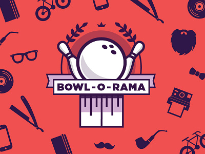 Bowl-O-Rama Illustration beard branding clean drawing edmonton flat graphic design hipster illustration illustrator logo pattern