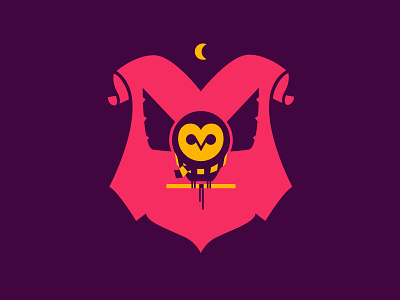 Potterhead crest flat harry potter hedwig hogwarts icon illustration logo magic owl purple vector