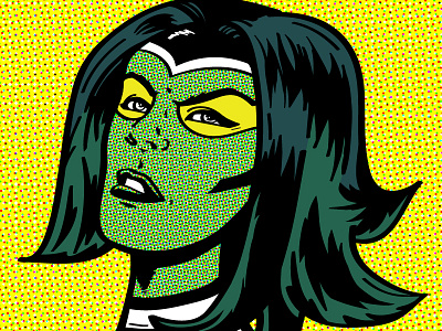 Gamora character comic fan art gamora guardians of the galaxy halftone hero heroine illustration marvel pop art retro