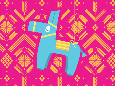 ¡Arriba! abstract aztec branding celebration clean donkey flat illustration mexico pattern piñata