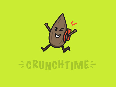 Crunch Time! almond backpack character design crunch cute happy illustration jump school