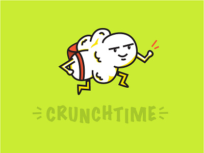 Crunch Time! backpack character design crunch cute happy illustration illustrator jump popcorn school