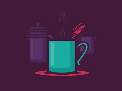 House Concert Poster Illustration (WIP) cafe coffee concert french press house illustration music poster purple wip