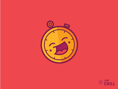 Just Chill clean flat hang happy icon illustration smile stopwatch time wait