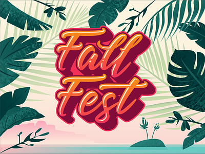 Fall Fest 2017 beach edmonton festival illustration leaves lettering music script tropical type university yeg