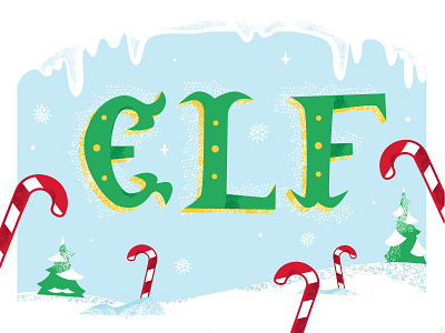 Elf candy cane christmas elf holiday illustration north pole snow texture winter