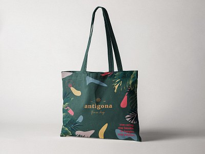 Antigona Tote Bag Design branding design flower logo logo design logo mark mockup shopping bag