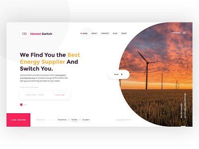 Honest Switch Landing electricity homepage homepage landing page landing page design switch homepage ui ux ui design uid user interface web design