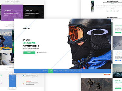 Ingens design extreme sports header layout sports ui ui ux design user experience user interface website