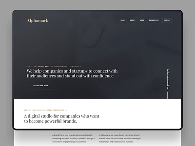 Alphamark Website branding branding studio clean creative studio design header layout studio typography user interface web design website website design