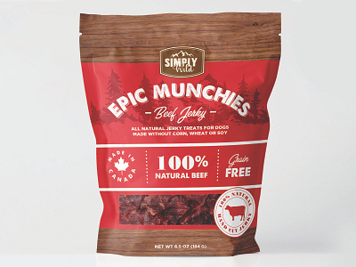 Epic Munchies beef jerky branding design dog illustration treats