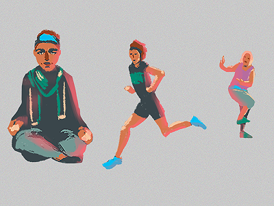 Designing a set of illustrations/big icons for a sport app icon illustration persona running sport ui ux ux design yoga zumba