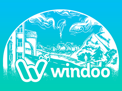 Final Logo version for Windoo branding drawing lifestyle logo mobile app nature sport wanderlust