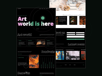 Art world is here art black black background branding design figma free line logo painting photo typography ui web web design