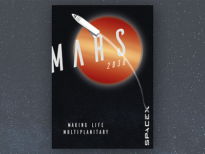 Mars 2030 Travel Poster Concept 2030 design digital space future illustration illustrator mars poster rocket spacex stars travel