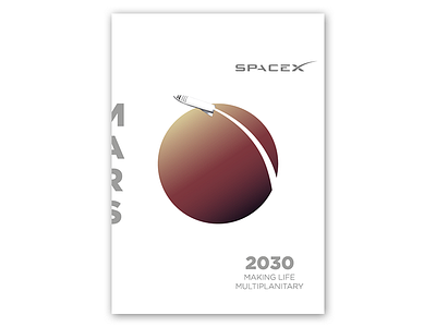 Mars 2030 Travel Poster Concept v3 2030 illustration mars minimalism near future planet poster rocket spacex travel typography white space