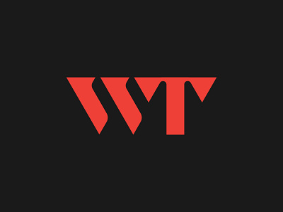 WT monogram angular black branding engineering futuristic industrial logo logotype mark monogram red sharp slanted tech technology wordmark