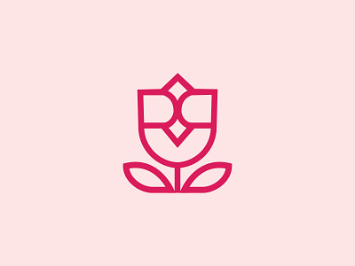 RR tulip logo branding cute elegant expensive feminine flower high end logo luxury mark monogram outline pink pretty stationery symbol thin line tulip