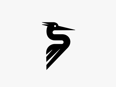 Bird angular animal bird black brand branding crane design flamingo geometric heron logo mark minimal one color sharp sleek triangles