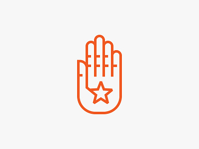 Hand logo artist branding coworking create creative hand human icon line logo minimal outline palm red simple star