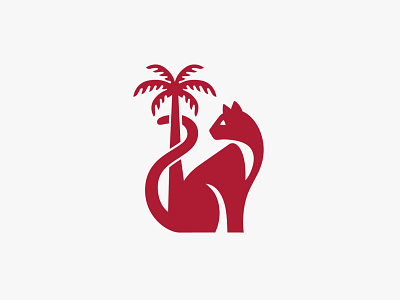 Cat palm tree logo animal art deco beach brand branding california cat design dignified elegant hawaiian la logo mark palm tree pet rescue stately tree tropical